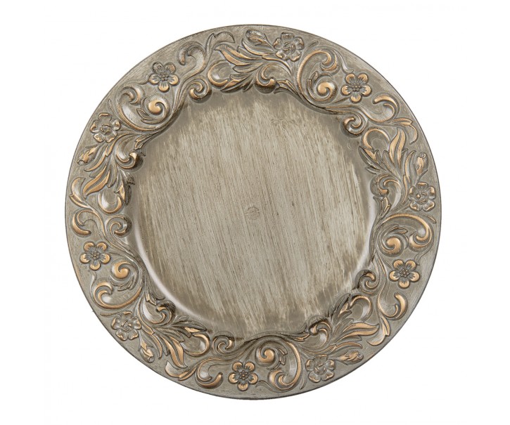 Zlato stříbrný plastový dekorativní talíř - Ø 33*2 cm