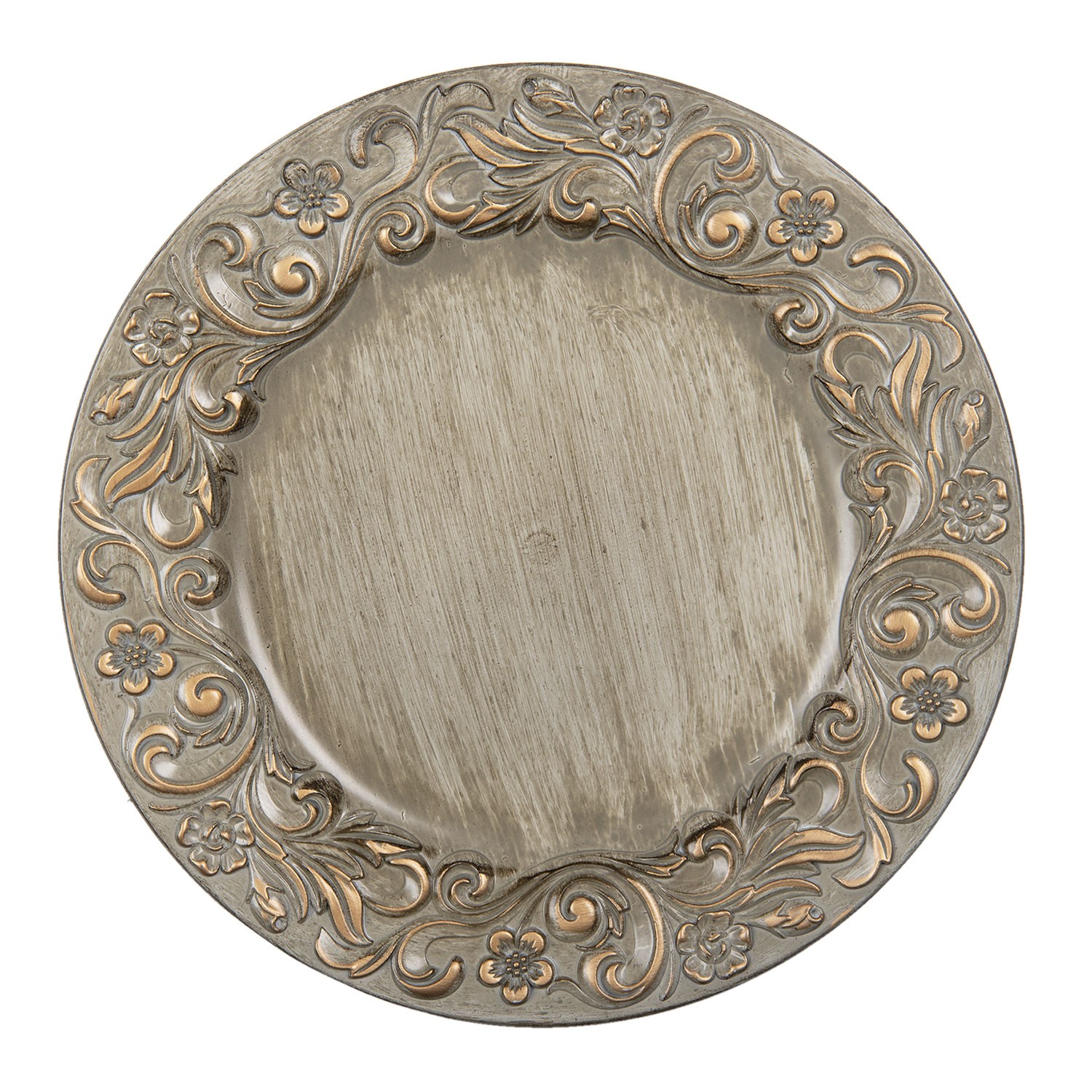 Zlato stříbrný plastový dekorativní talíř - Ø 33*2 cm Clayre & Eef