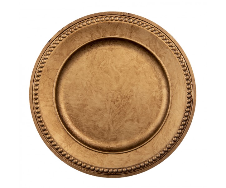 Zlato-hnědý plastový talíř s dekorem - Ø 33*2 cm