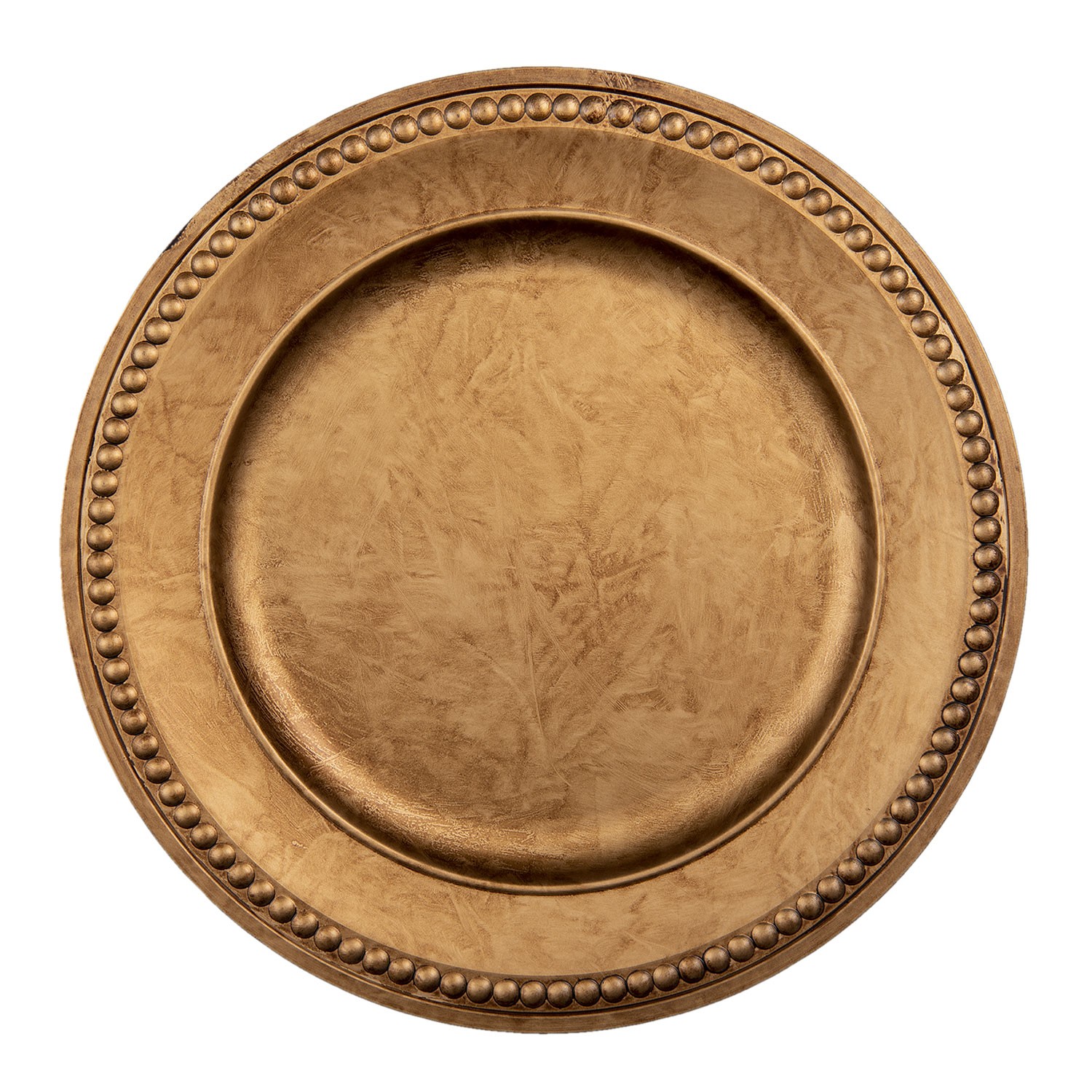 Zlato-hnědý plastový talíř s dekorem - Ø 33*2 cm