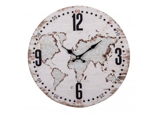 Nástěnné hodiny Gerardo s mapou - Ø 34*1 cm / 1*AA