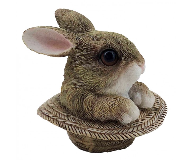 Dekorativní soška králíka v klobouku - 9*9*9 cm