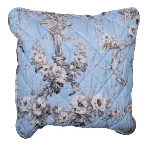Modrý vintage povlak na polštář s květinami - 40*40 cm
