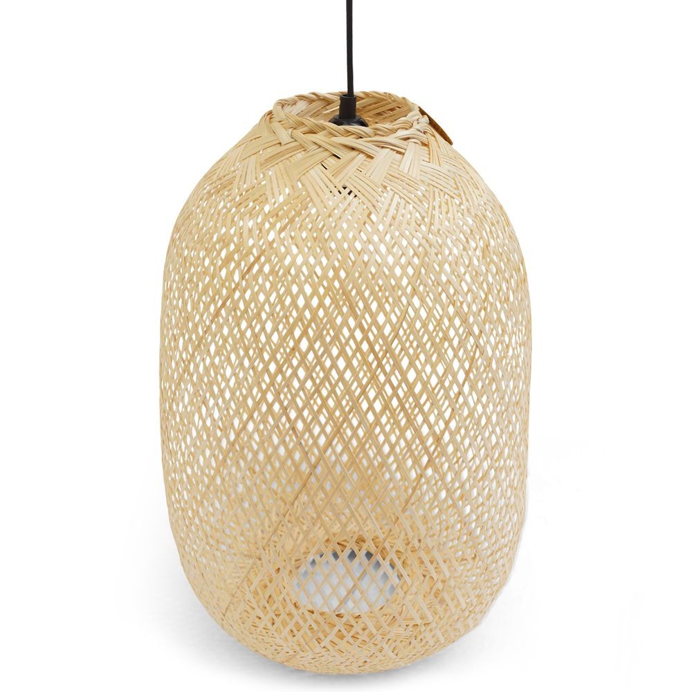 Přírodní válcové stropní světlo z bambusových proužků - Ø 33*49cm
