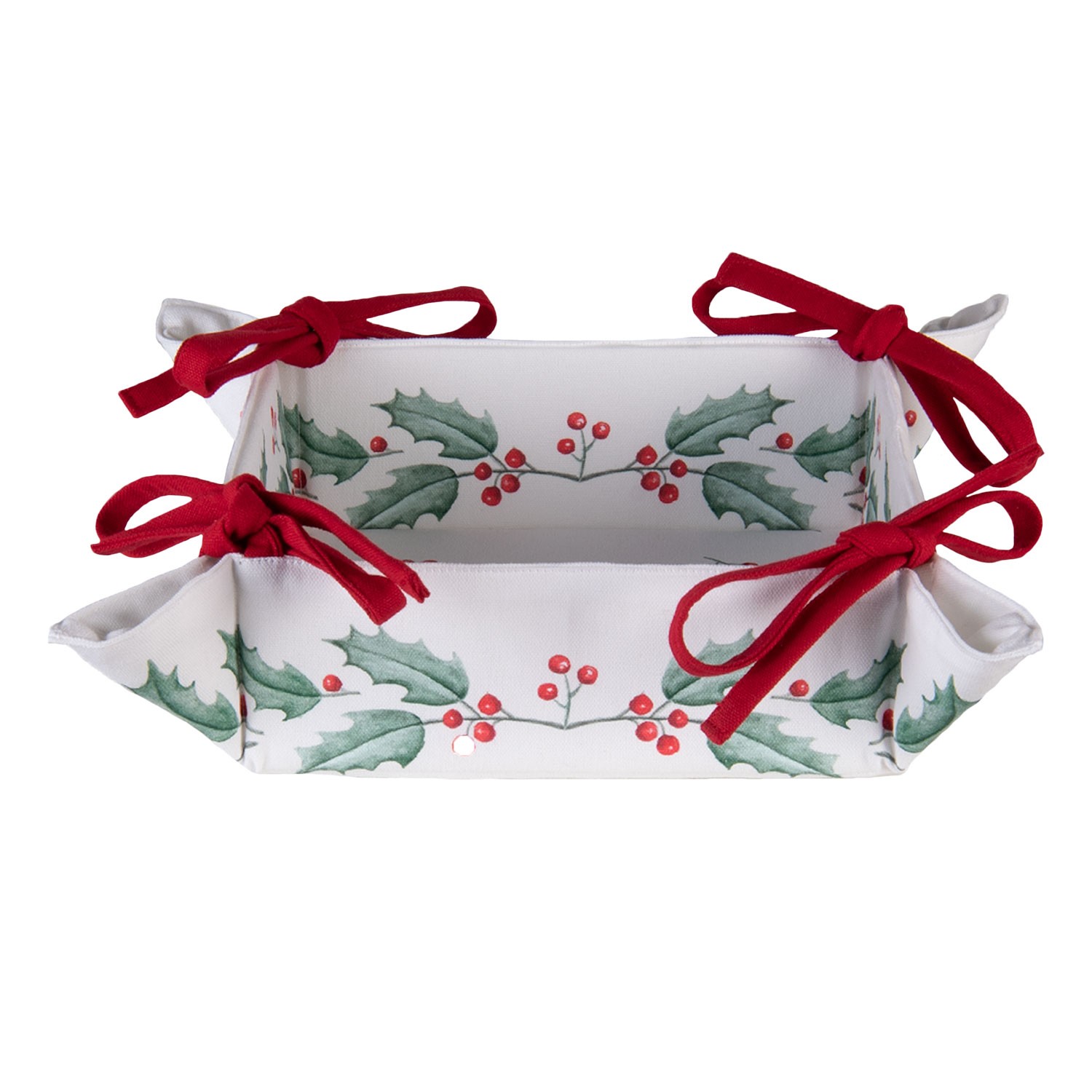 Textilní košík na pečivo Holly Christmas - 35*35*8 cm Clayre & Eef