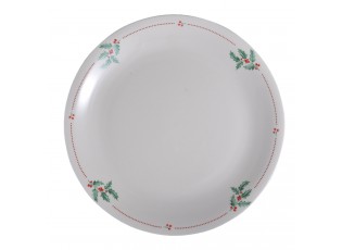 Porcelánový talíř s cesmínou a puníky Holly Christmas - Ø 28 cm
