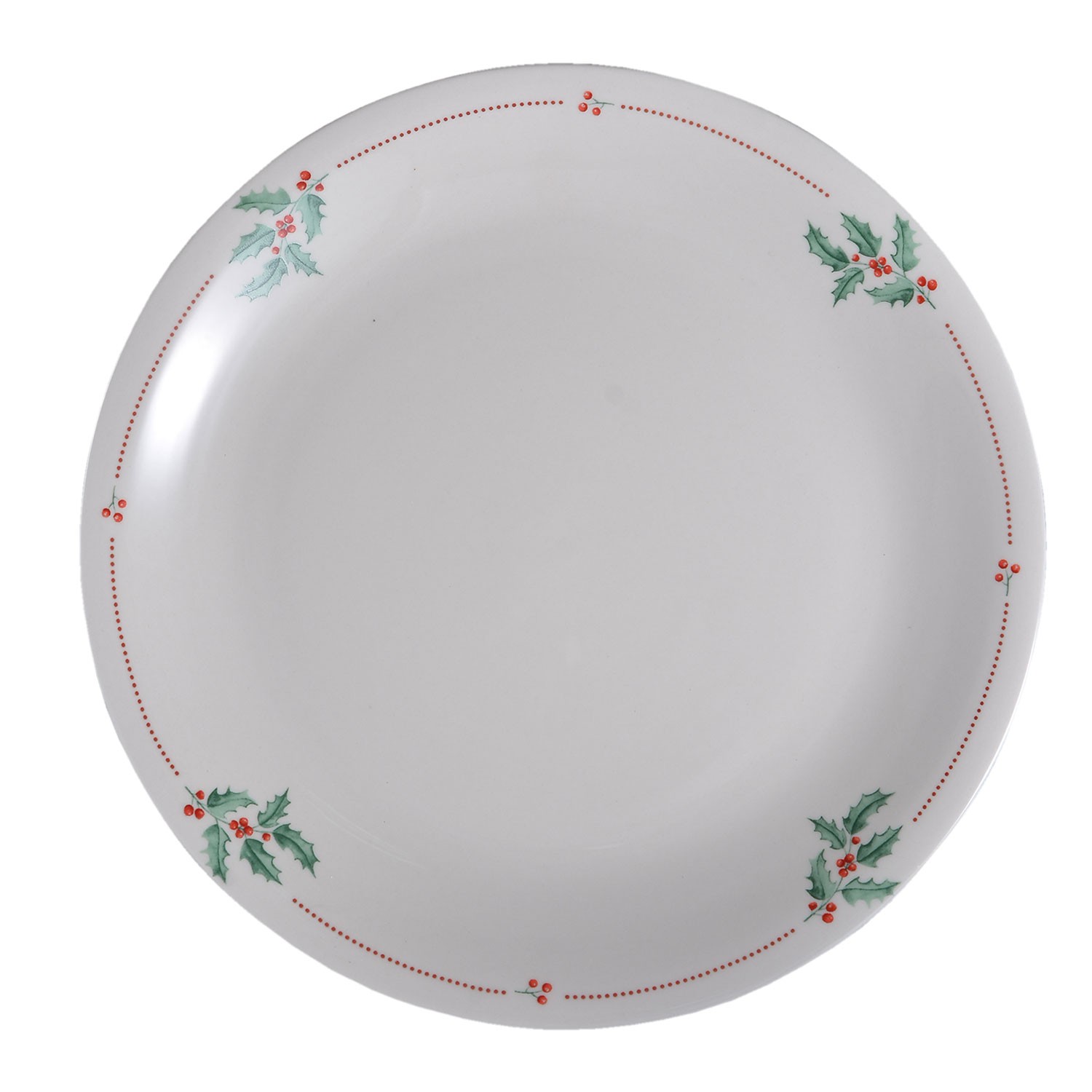 Porcelánový jídelní talíř s cesmínou a puntíky Holly Christmas - Ø 28 cm Clayre & Eef