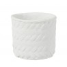 Bílý cementový květináč s imitací bambusového výpletu M - Ø  16,5*15 cmBarva: nedokonalá bílá Materiál: Cement