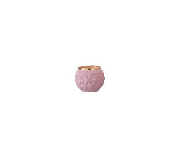 Sametově růžový skleněný svícen Velours Boule - 7*8 cm