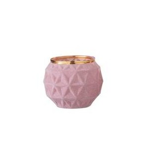 Sametově růžový skleněný svícen Velours Boule - 7*8 cm