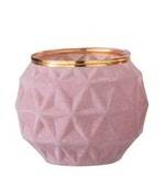 Sametově růžový skleněný svícen Velours Boule - 7*8 cm