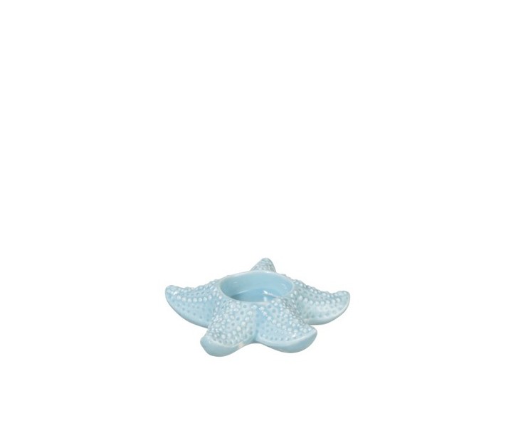 Modrý keramický svícen mořská hvězdice - 7*8 cm
