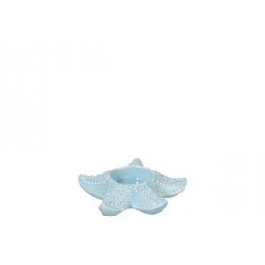 Modrý keramický svícen mořská hvězdice - 7*8 cm