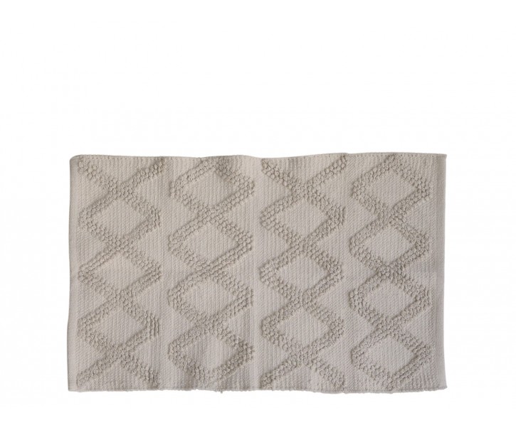 Béžový bavlněný koberec se vzorem - 90*60 cm
