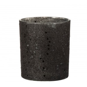 Černý skleněný svícen Baubles stars black – Ø 9*10 cm