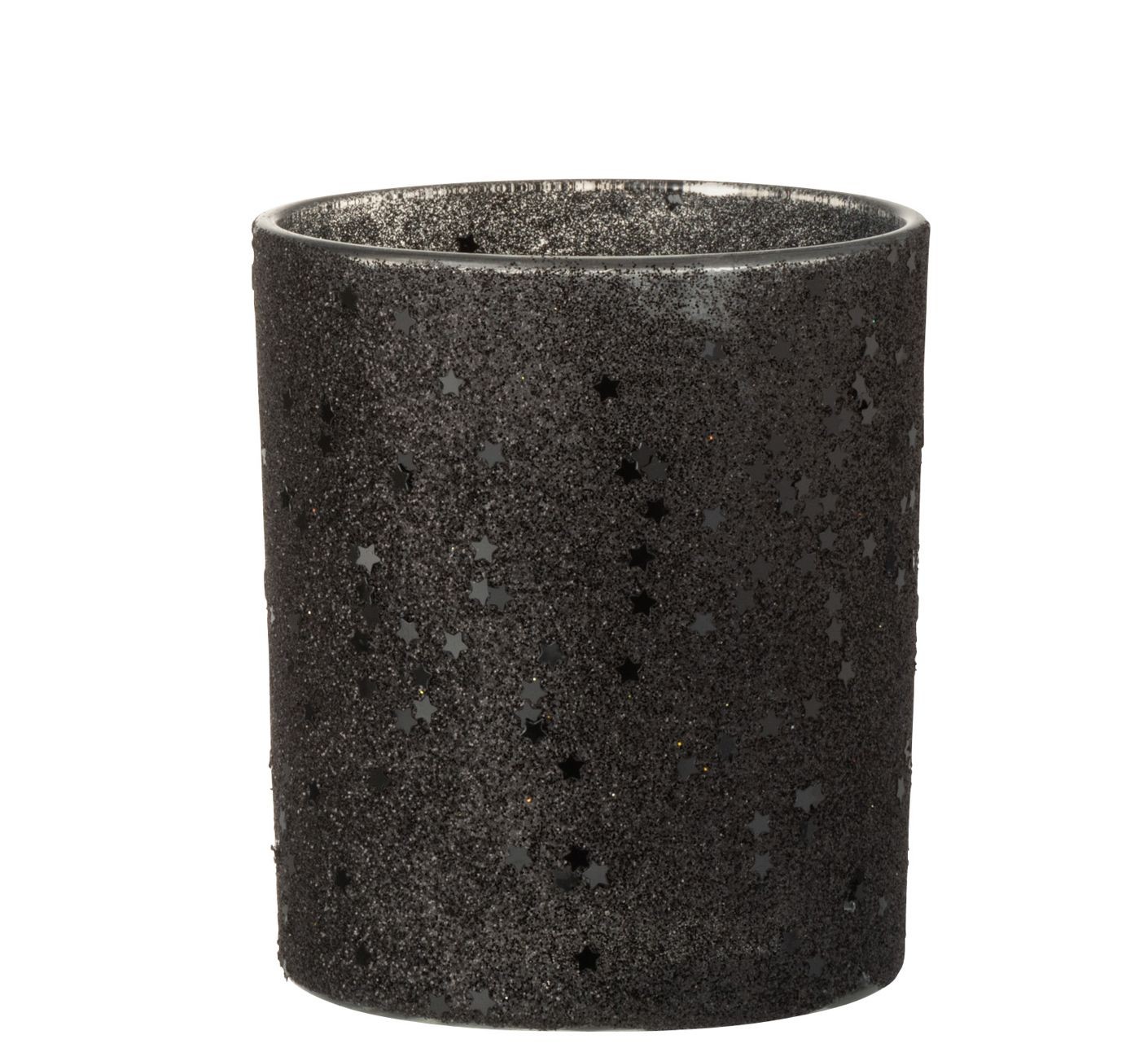 Černý skleněný svícen Baubles stars black – Ø 9*10 cm