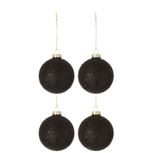4ks černé vánoční koule Baubles stars black – Ø 10cm