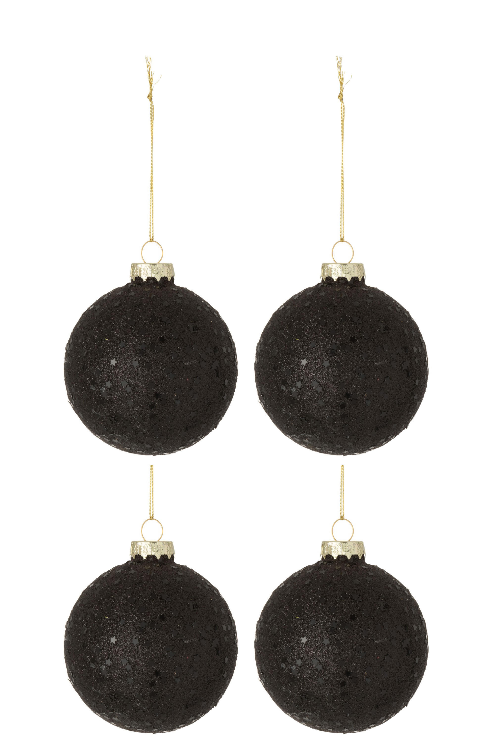 4ks černé vánoční koule Baubles stars black – Ø 10cm