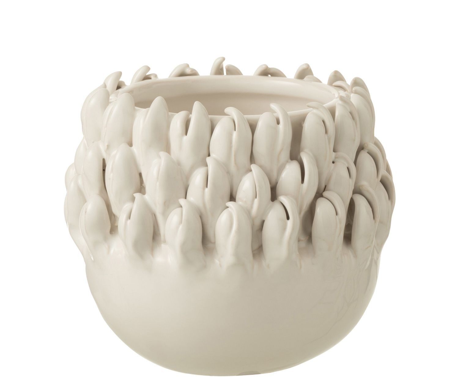 Levně Krémový keramický obal na květináč Ibiza white - Ø 13*12cm 13001