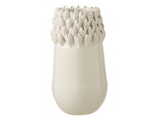 Krémová keramická váza Ibiza white - Ø 14*27cm