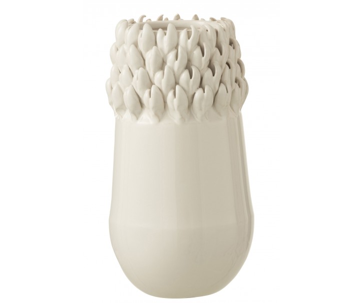 Krémová keramická váza Ibiza white - Ø 14*27cm