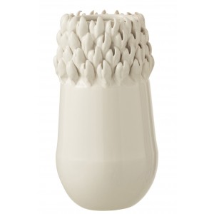 Krémová keramická váza Ibiza white - Ø 14*27cm