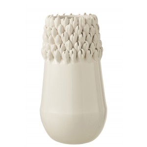 Krémová keramická váza Ibiza white - Ø 18*33cm