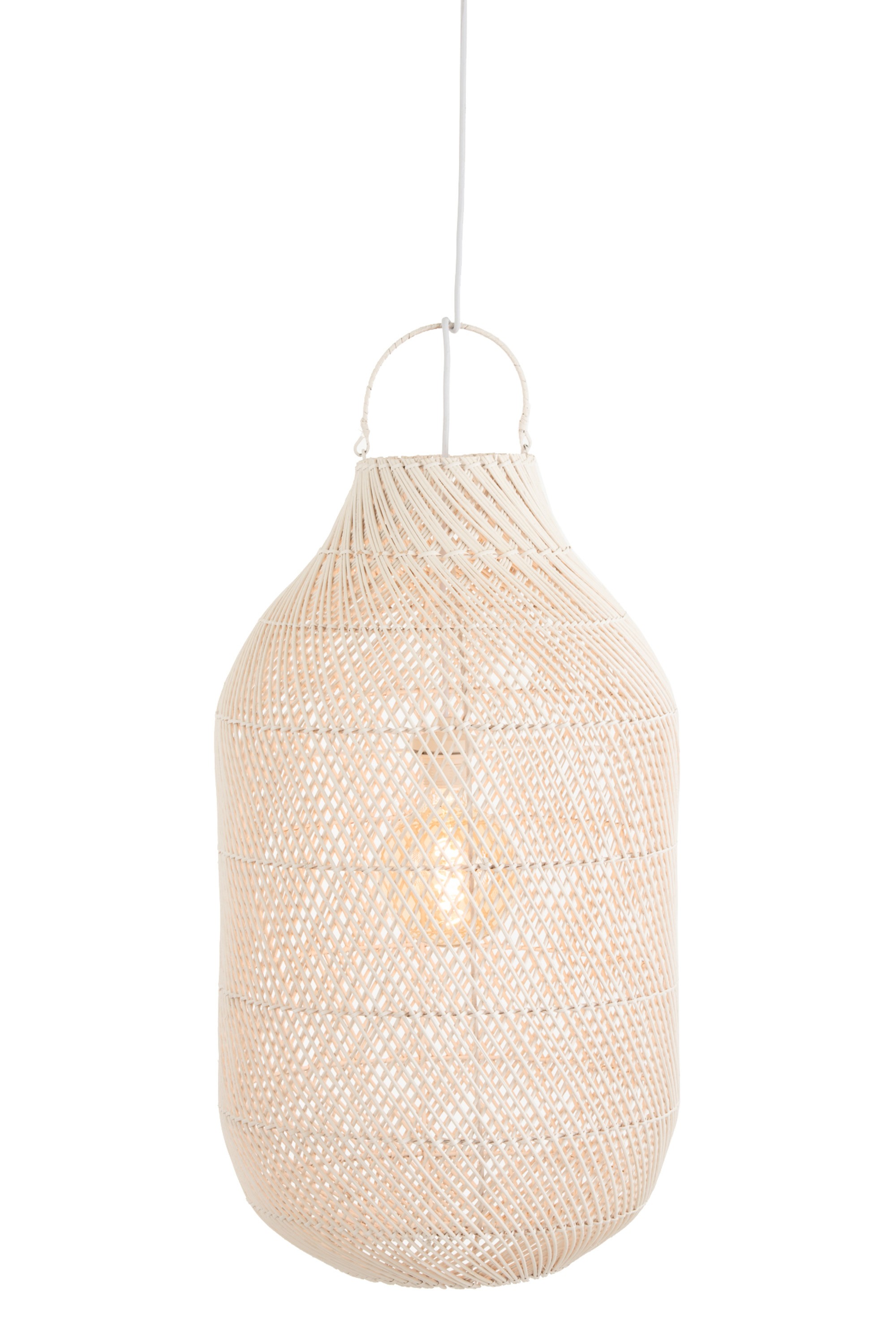 Závěsné bílé ratanové stínidlo Cylsha - Ø 40*75 cm/ E27
