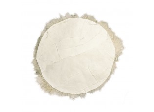 Béžový chlupatý kulatý podsedák z ovčí kůže Shipy - Ø 40*2 cm