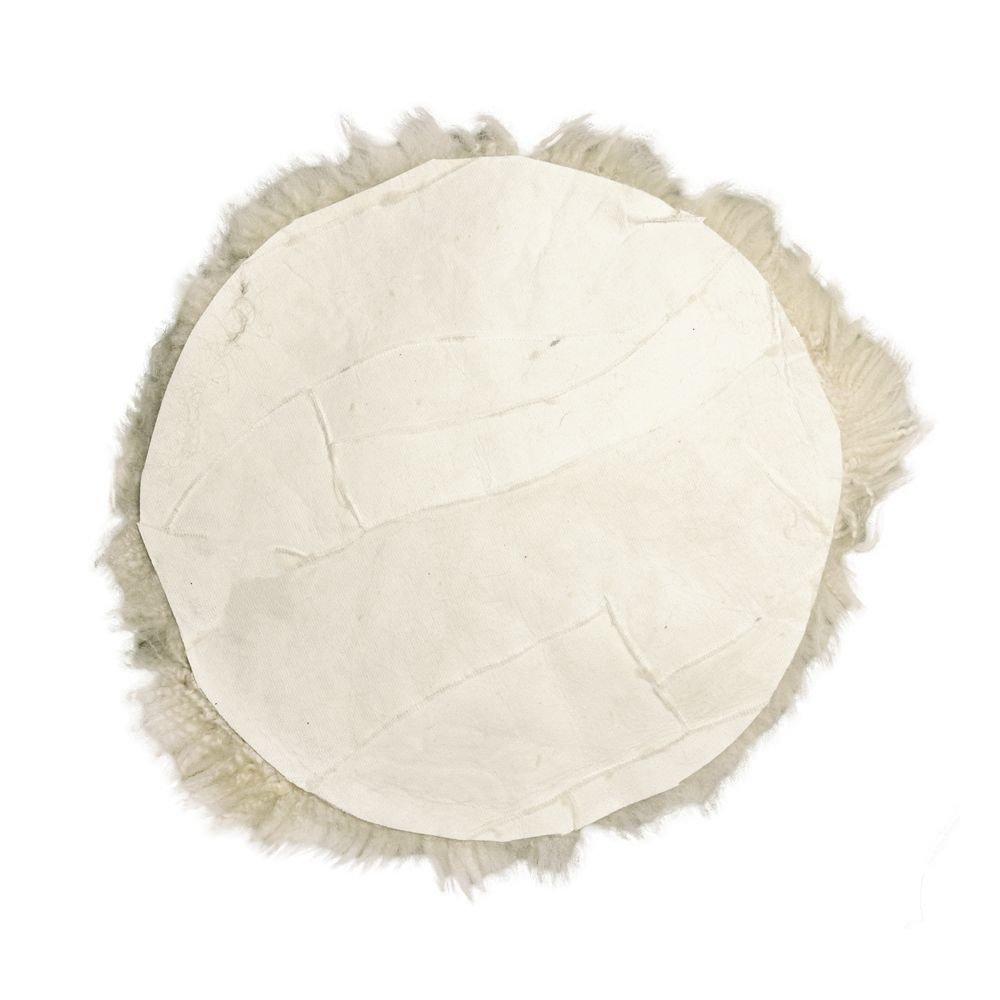Béžový chlupatý kulatý podsedák z ovčí kůže Shipy - Ø 40*2 cm