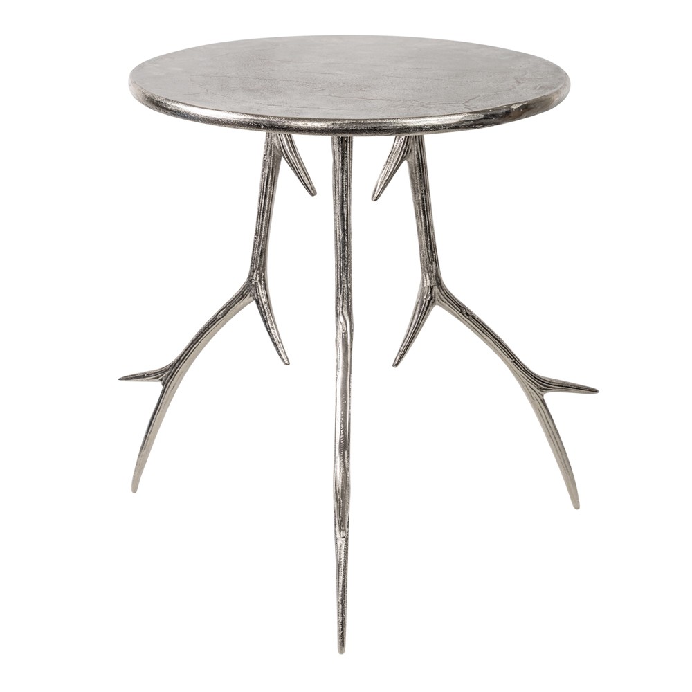Stříbrný kovový stolek Deer L s parohy - 48*48*62,5cm Mars & More