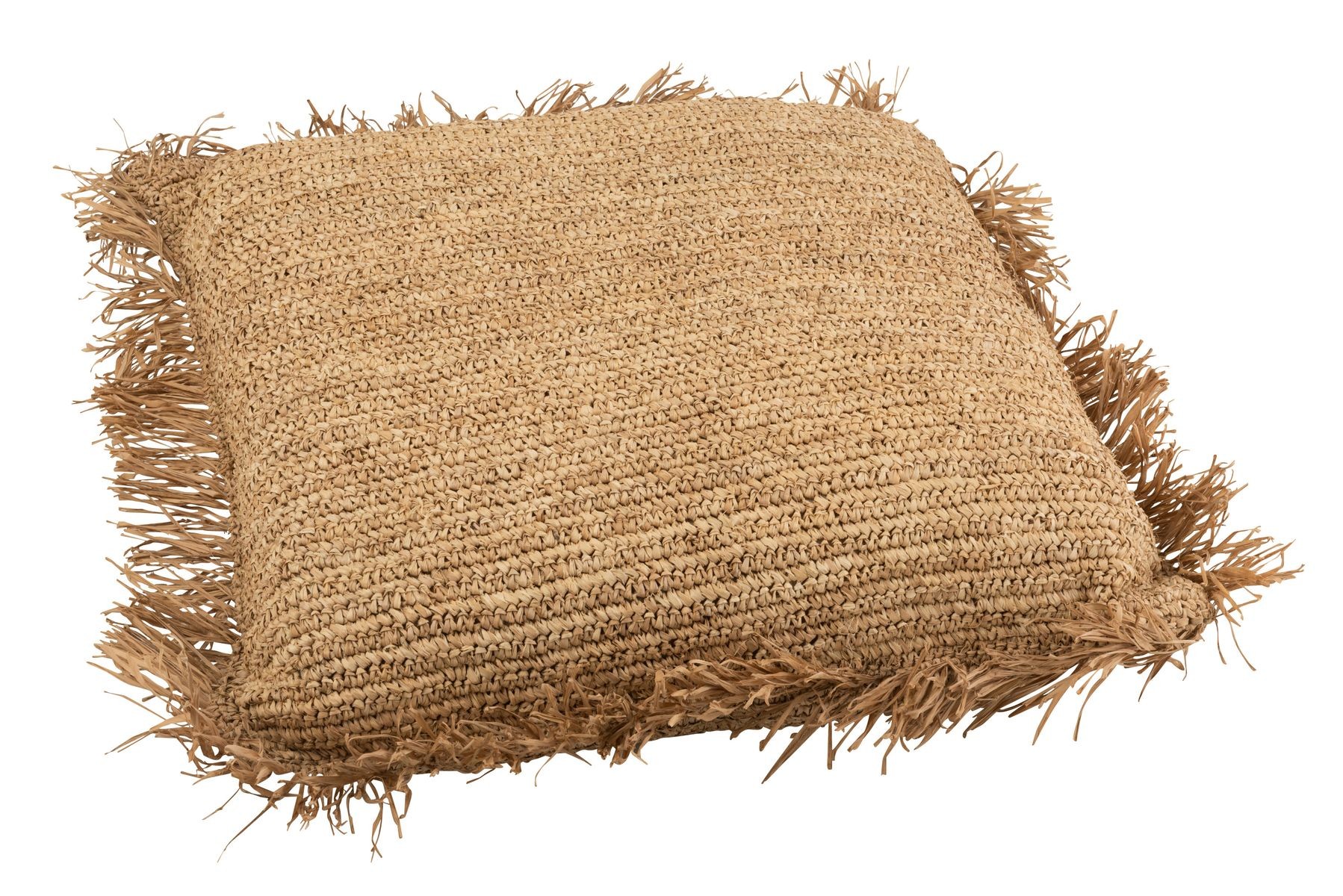 Přírodní lýkový podsedák / puf s třásněmi Raffia - 88*88*22cm