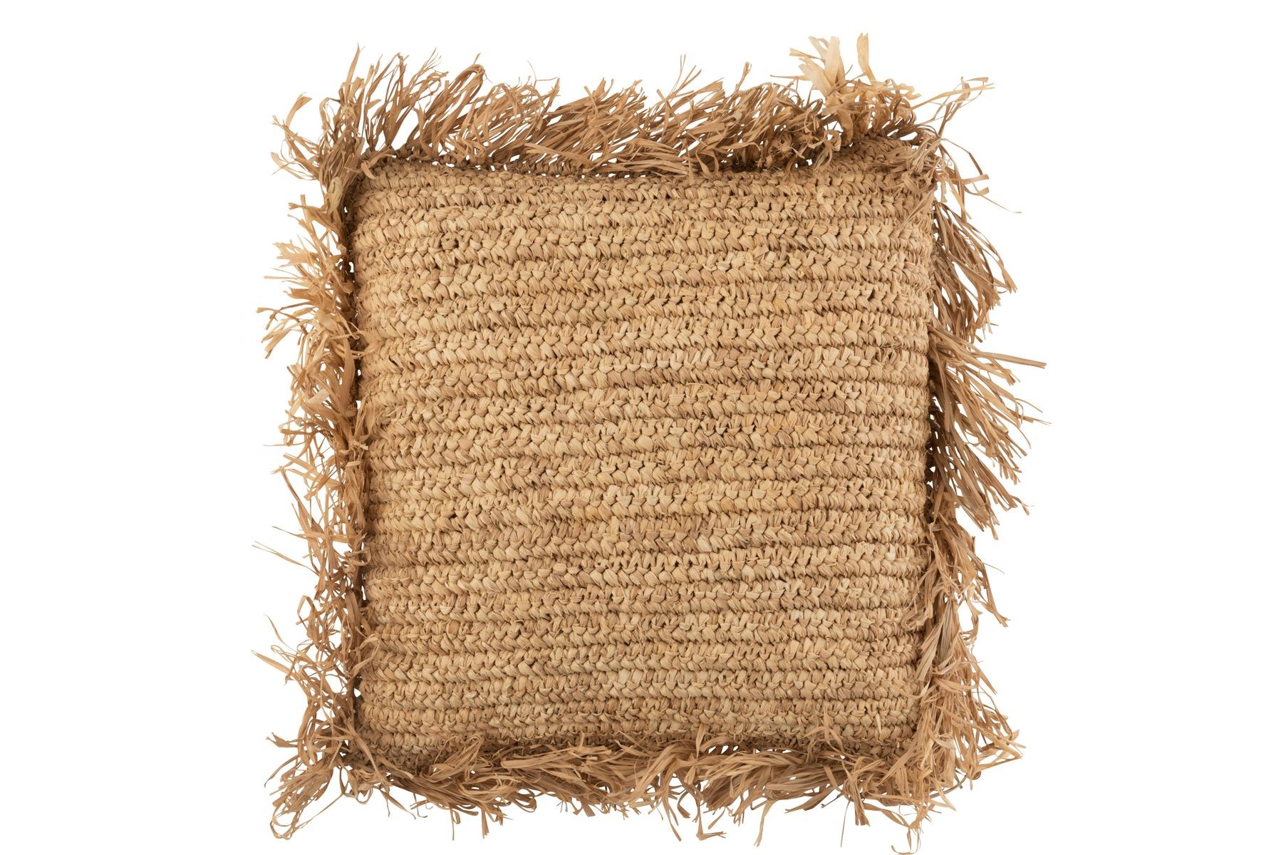 Přírodní lýkový polštář s třásněmi Raffia - 45*45*15 cm