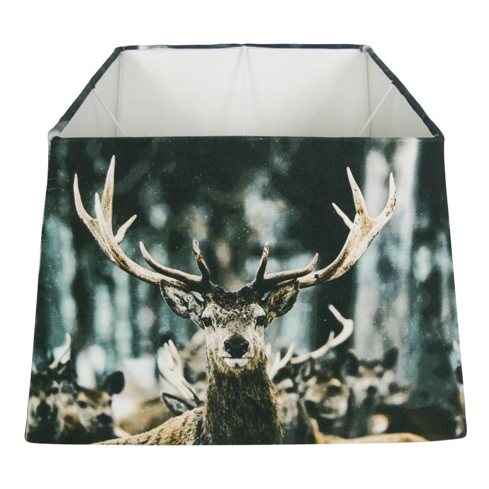Čtvercové stínidlo na lampu s jelenem v zimní krajině - 37*37*25cm