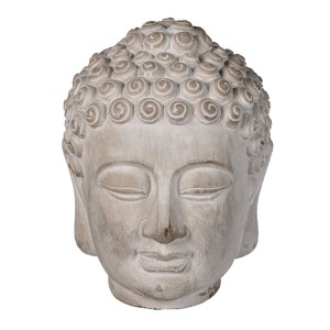 Dekorace šedá hlava Buddhy S - 13*14*17 cm