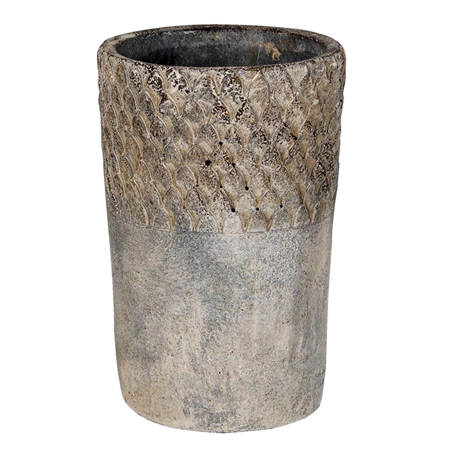 Šedý antik cementový vysoký květináč S - Ø 12*19 cm Clayre & Eef