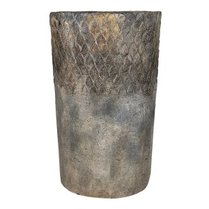 Šedý antik cementový vysoký květináč - Ø 24*39 cm