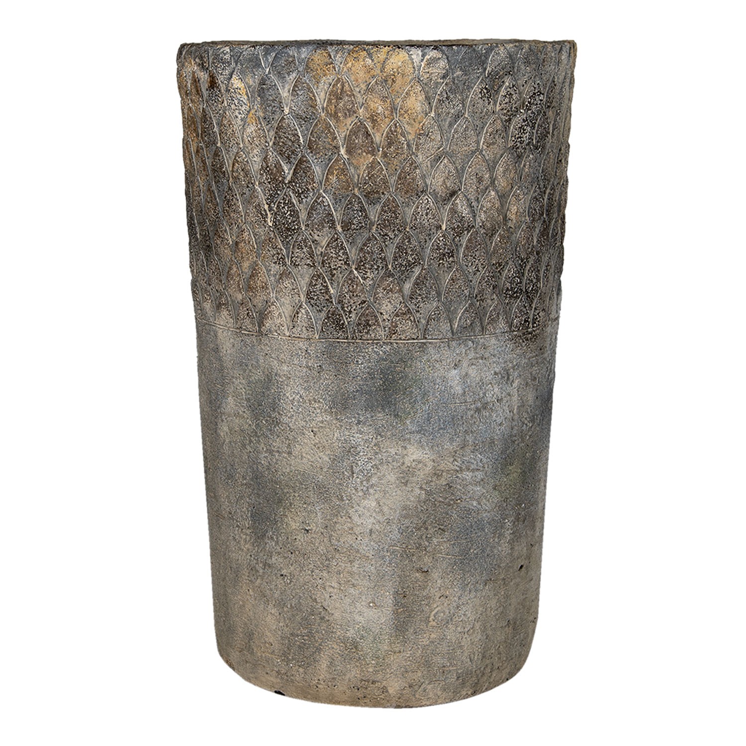Šedý antik cementový vysoký květináč - Ø 24*39 cm 6TE0366