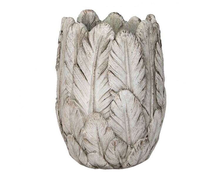 Cementový obal na květináč/ váza s peříčky Lify - Ø15*21 cm