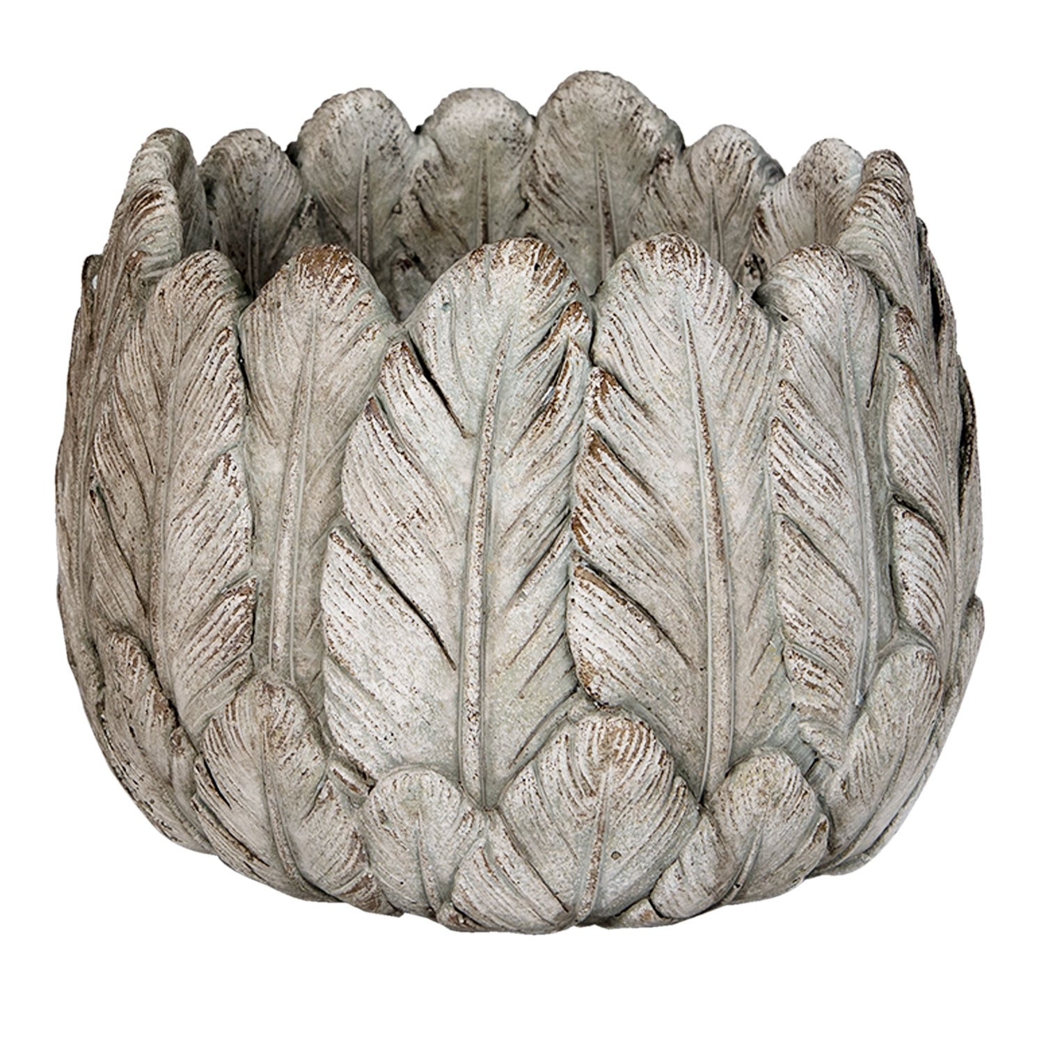 Cementový obal na květináč s listy Lify - Ø19*16 cm