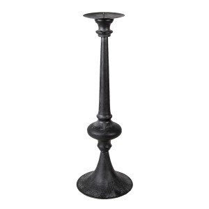 Kovový černý svícen s patinou Coretta - Ø 15*45 cm