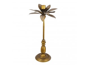 Kovový zlatý svícen s patinou a listy Camila - Ø 28*60 cm