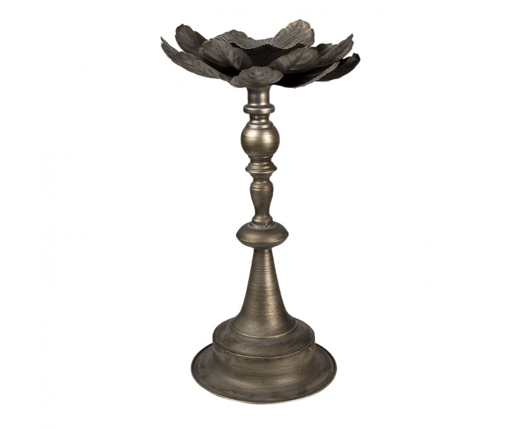 Stříbrno-měděný kovový svícen s květem Rosemarie - Ø 28*50 cm