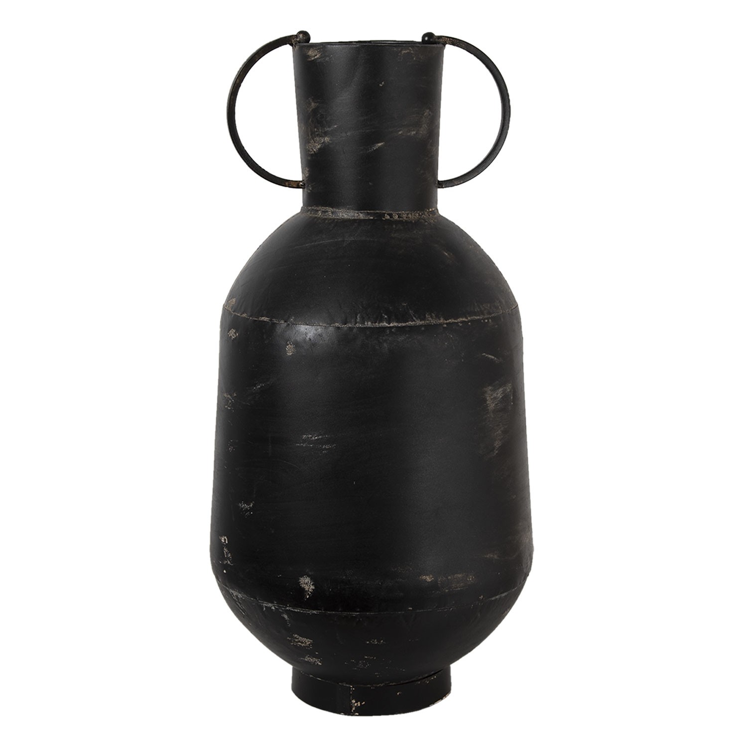 Černá kovová dekorační váza s odřením Tinn - Ø 26*52 cm 6Y4513