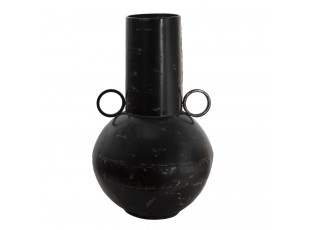 Černá kovová dekorační váza s odřením Tinn - Ø 26*42 cm