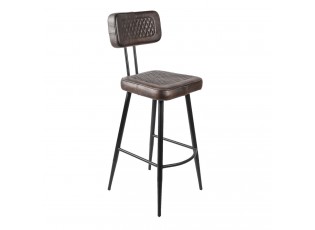 Kožená barová židle s kovovými nohami a opěrkou Pinia - 43*50*112 cm