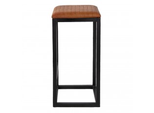 Černá kovová barová stolička s koženým sedákem Mum - 31*31*66 cm