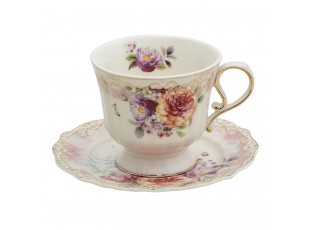 Porcelánový šálek s podšálkem Garden IV - 12*9*8 / Ø 15*1 cm / 200 ml