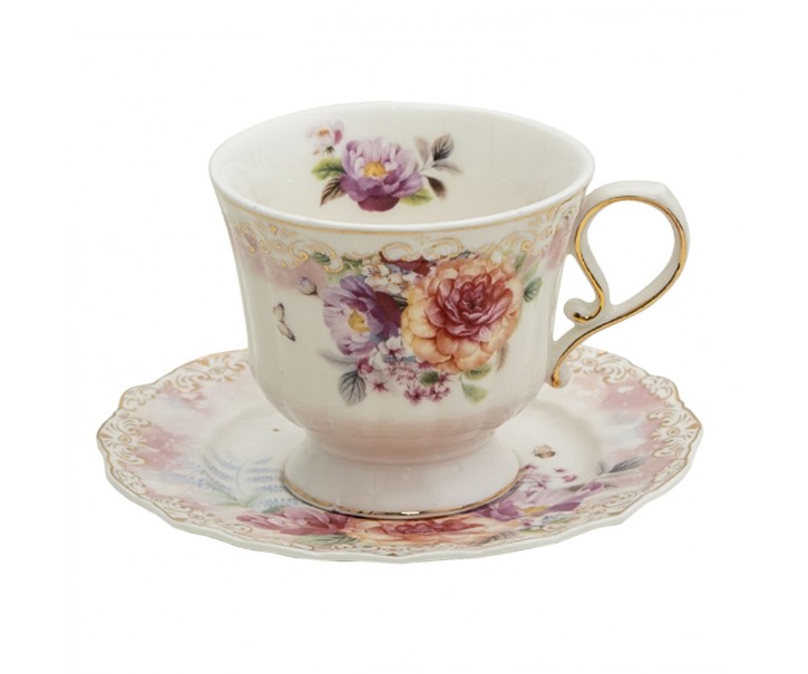 Porcelánový šálek s podšálkem Garden IV - 12*9*8 / Ø 15*1 cm / 200 ml