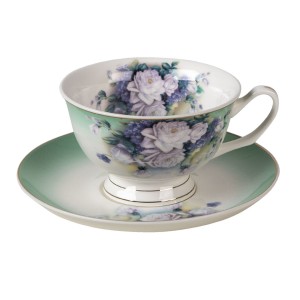 Porcelánový šálek a podšálek Garden IX - 12*10*6 / Ø 15*2 cm / 200 ml